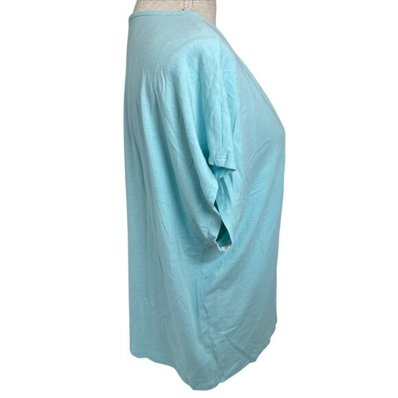 Rachel Roy XL Light Blue Short Sleeve Top With Side Drawstring - Picture 4 of 8